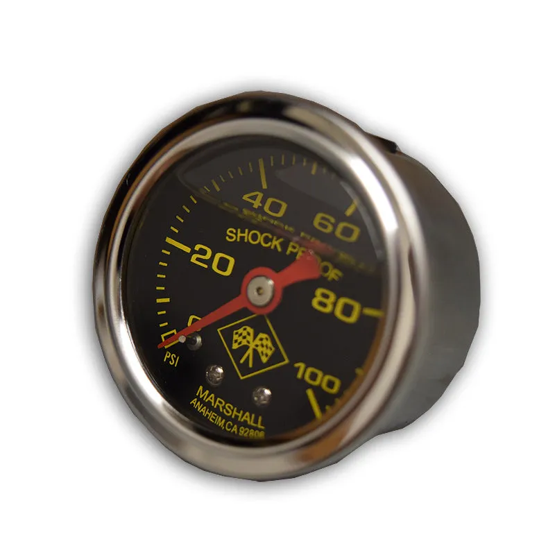 0-100 PSI Fuel Pressure Gauge 1-8" NPT  Liquid Filled Midnight Silver