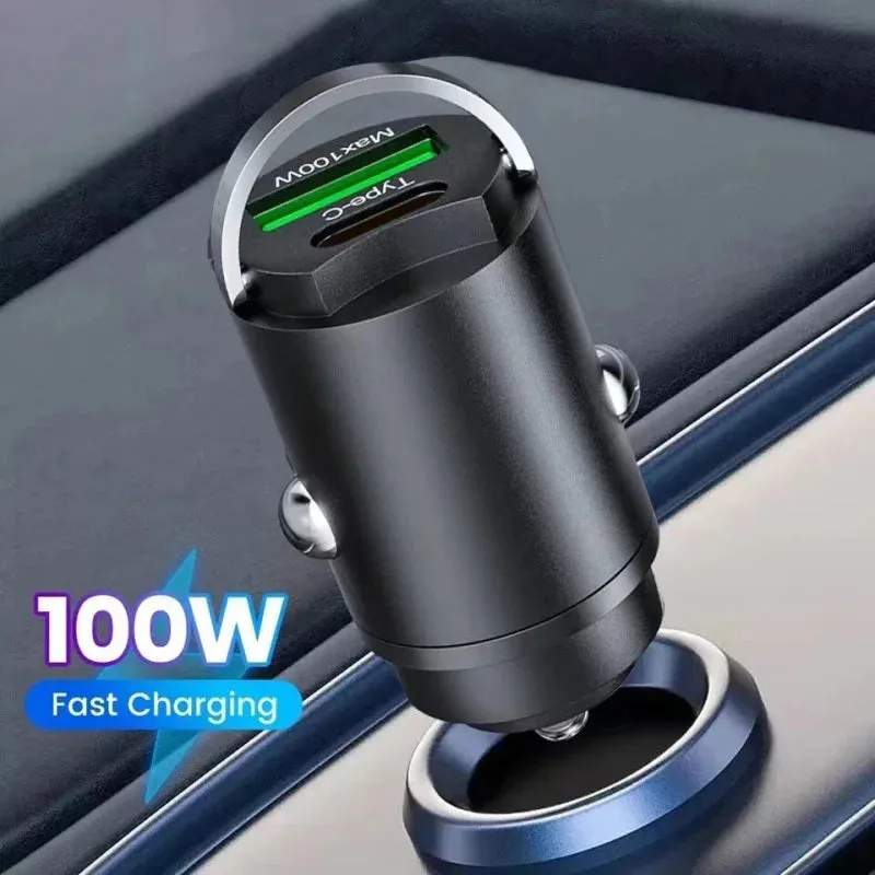 100W PD USB Car Charger Lighter Fast Charging for iPhone QC3.0 USB Type C Car Phone Charger Adapter for Xiaomi Samsung Huawei