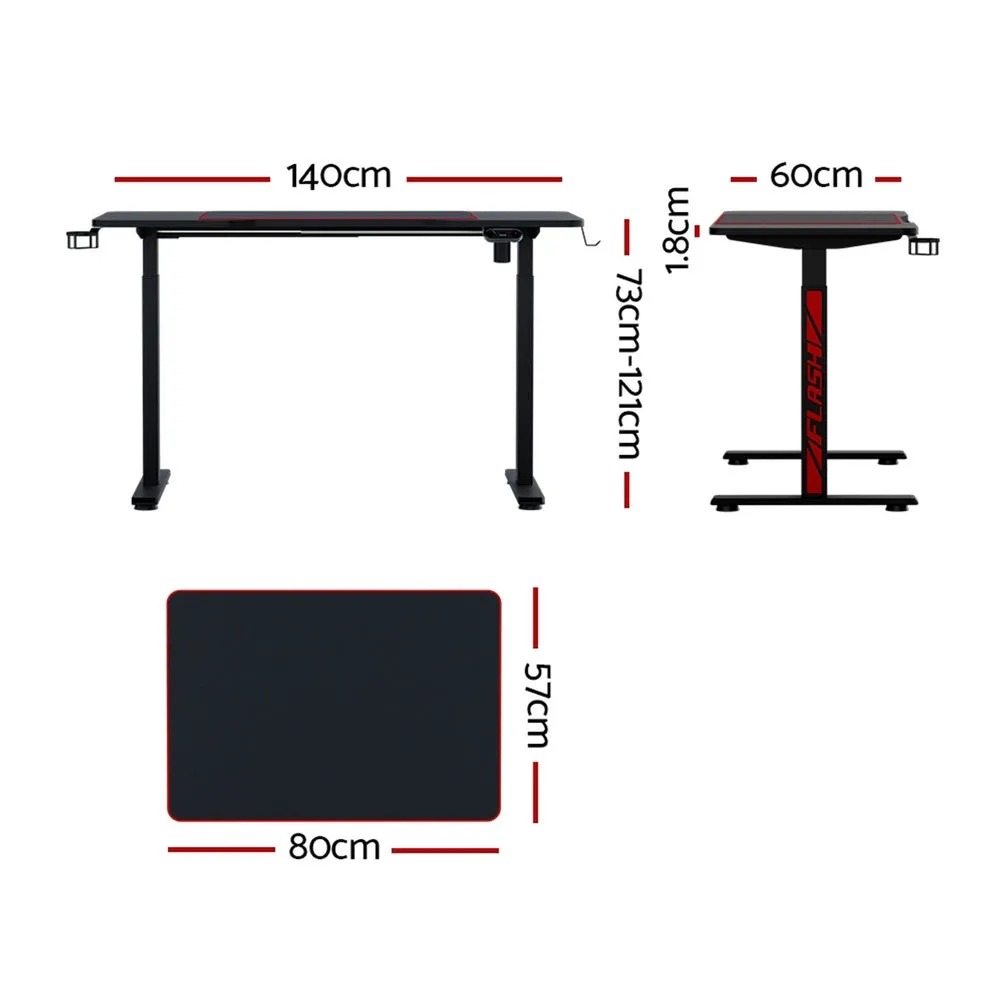 140cm Gaming Desks Standing Desk Motorised - Black