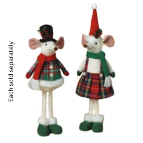 19.7" Merry Chris-Mouse Dressed in Red Plaid Standing Plush