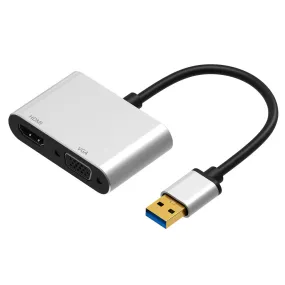 2 in 1 converter USB3.0 to HDMI VGA USB splitter