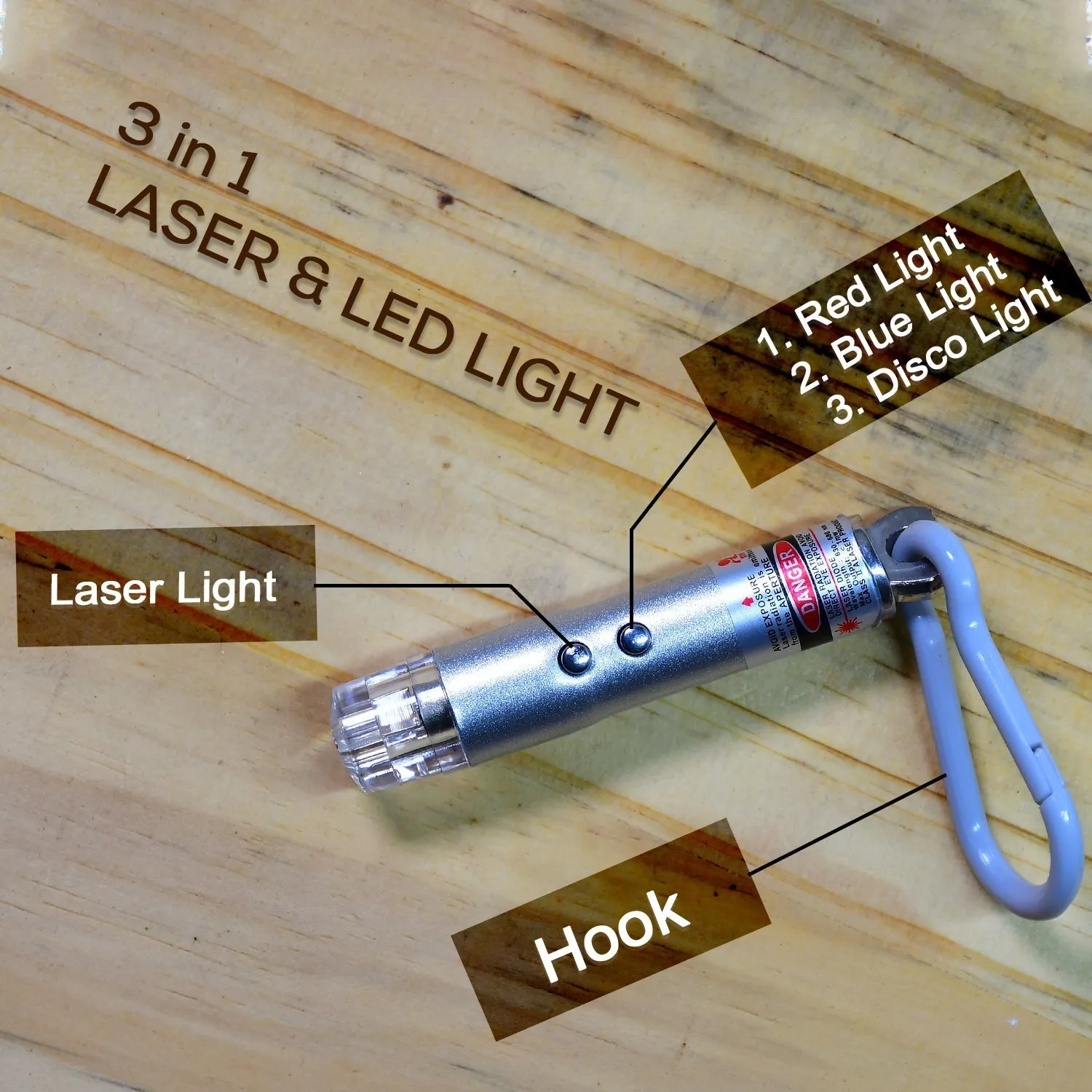 3 in1 Laser Light, LED Flashlight   Torch Keychain   Laser Pointer