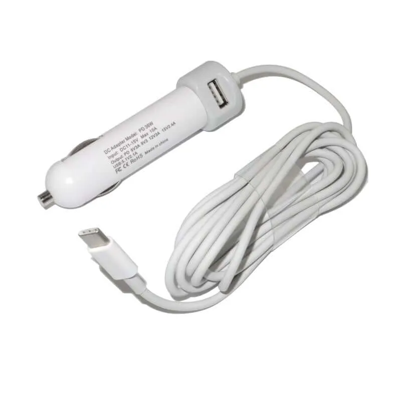 36W USB C Type C Car Charger Adapter with one USB Port