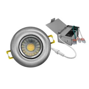 3" Inch Brushed Nickel Gimbal Recessed Light for Sloped Ceiling Canless LED Lighting - Wet Rated - 5CCT 2700K-5000K - 600LM