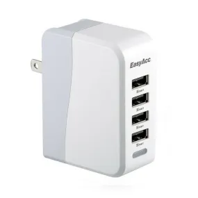 4 port USB wall charger with folding plug