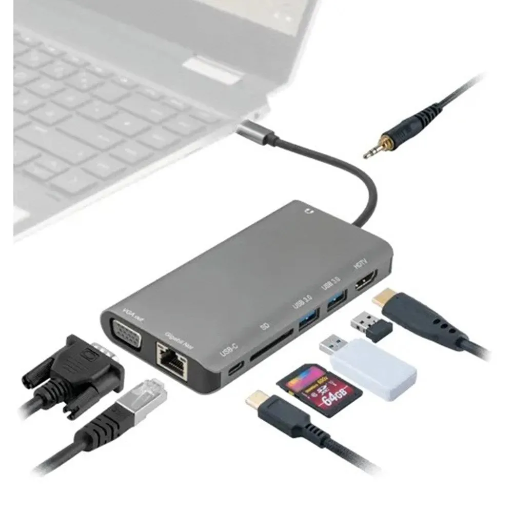 4smarts 8-i-1 USB-C Multiport Adapter - Grå