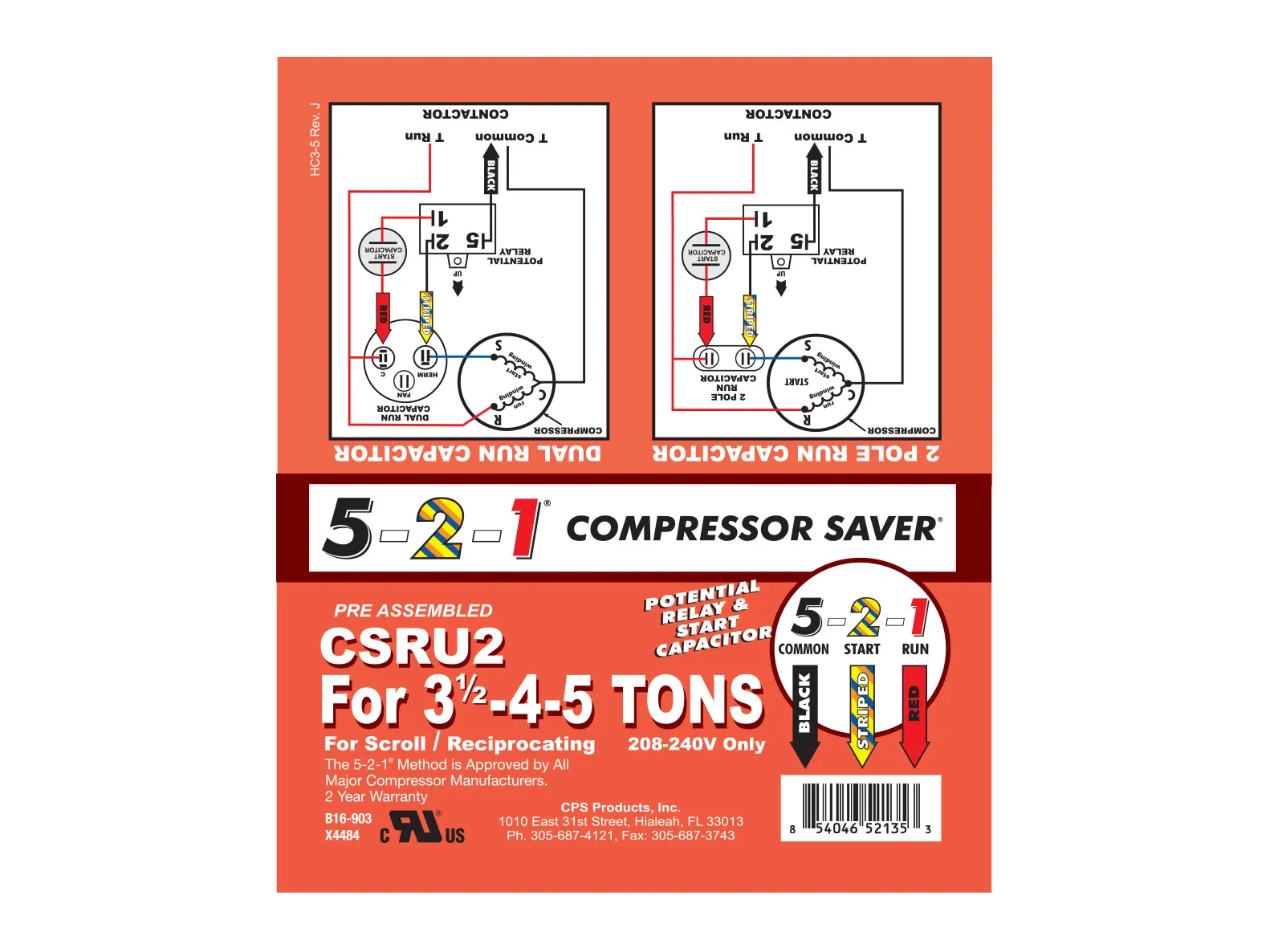 5-2-1 CSRU2 Compressor Saver, 3-1/2 to 5 Tons