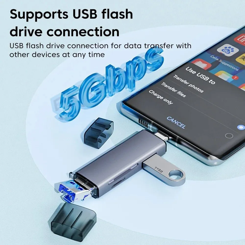 6 In 1 Multifunction USB -  3.0 Card Reader U Disk Type C/Micro USB /TF/Sd Flash Drive Memory Card Reading Adapter Phone Accessories