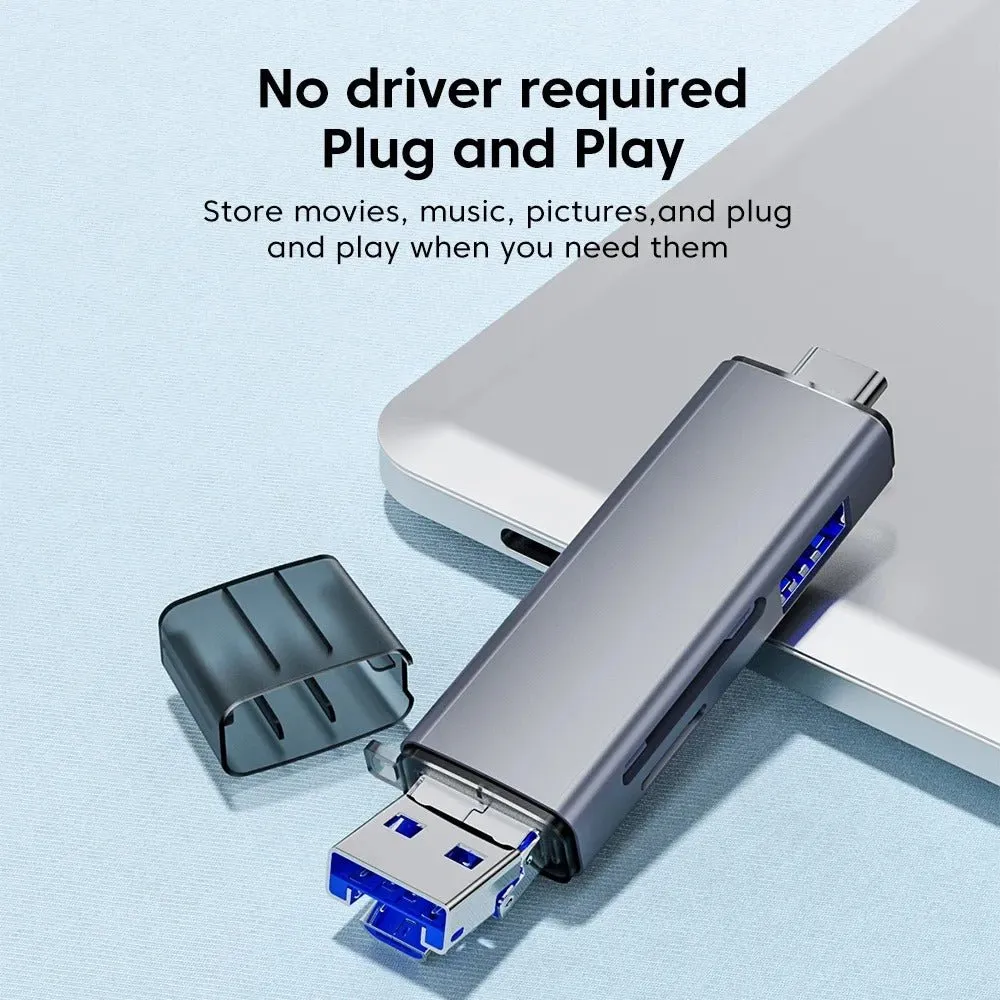 6 In 1 Multifunction USB -  3.0 Card Reader U Disk Type C/Micro USB /TF/Sd Flash Drive Memory Card Reading Adapter Phone Accessories