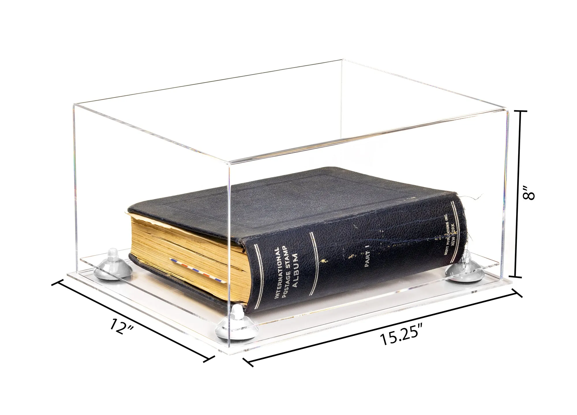 Acrylic Book Display Case with Risers 15.25 X 12 X 8 - Clear (A026/V12)