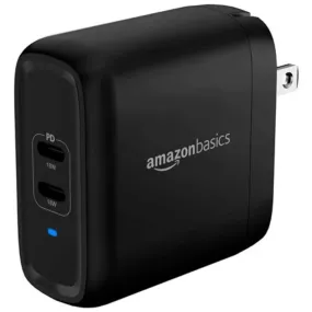 AmazonBasics 36W 2-Port USB-C Wall Charger Adapter