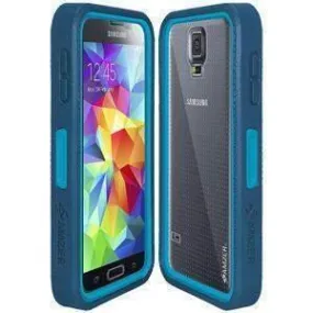 Amzer CRUSTA Rugged Case Blue on Blue Shell Tempered Glass with Holster