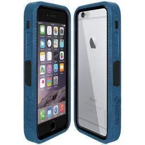 Amzer CRUSTA Rugged iPhone 6 Case Blue on Black Shell with Tempered Glass