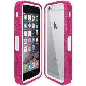 Amzer CRUSTA Rugged iPhone 6 Case Magenta on White Shell with Tempered Glass