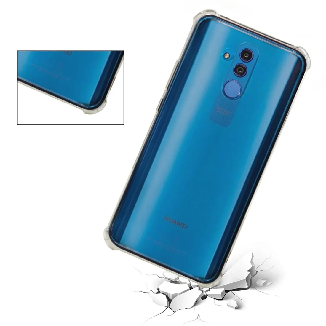 AMZER Pudding TPU Soft Skin X Protection Case for Huawei Mate 20 Lite - Crystal Clear