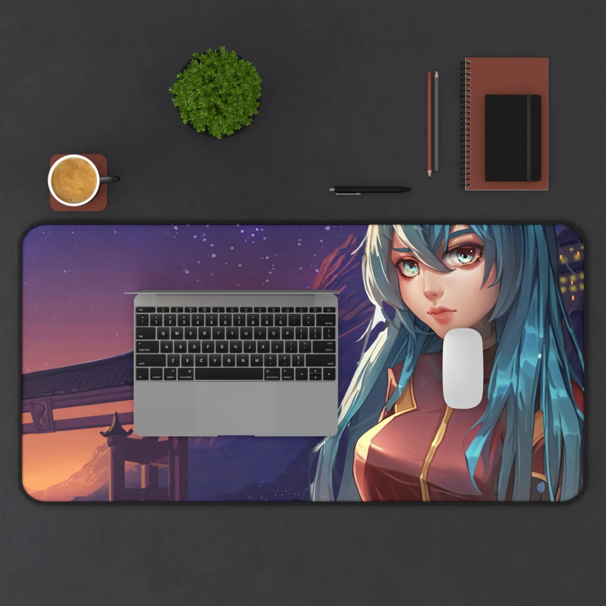 Anime Girl in Space Suit Large Computer Mouse Pad