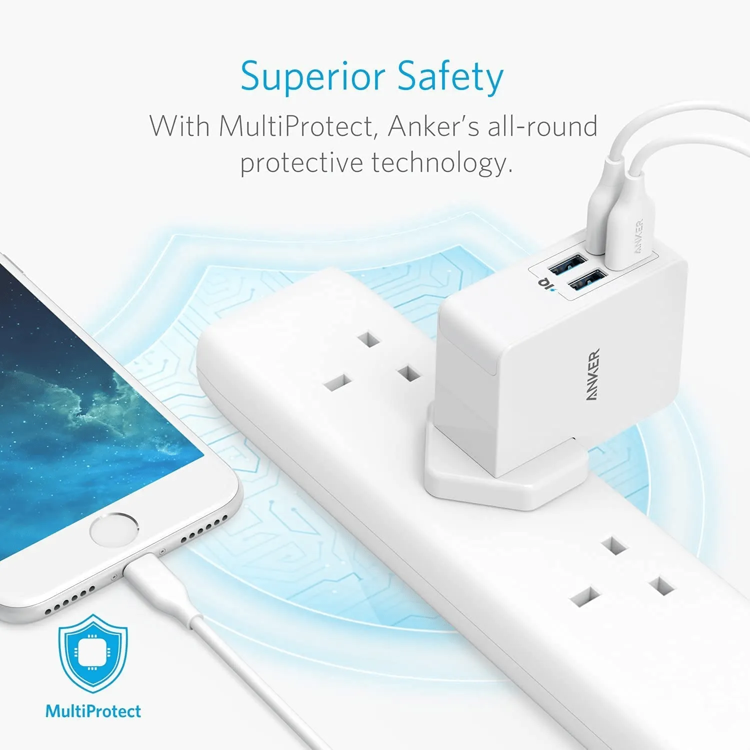 Anker PowerPort 27W 4-Port USB Interchangeable Adapter - A2042