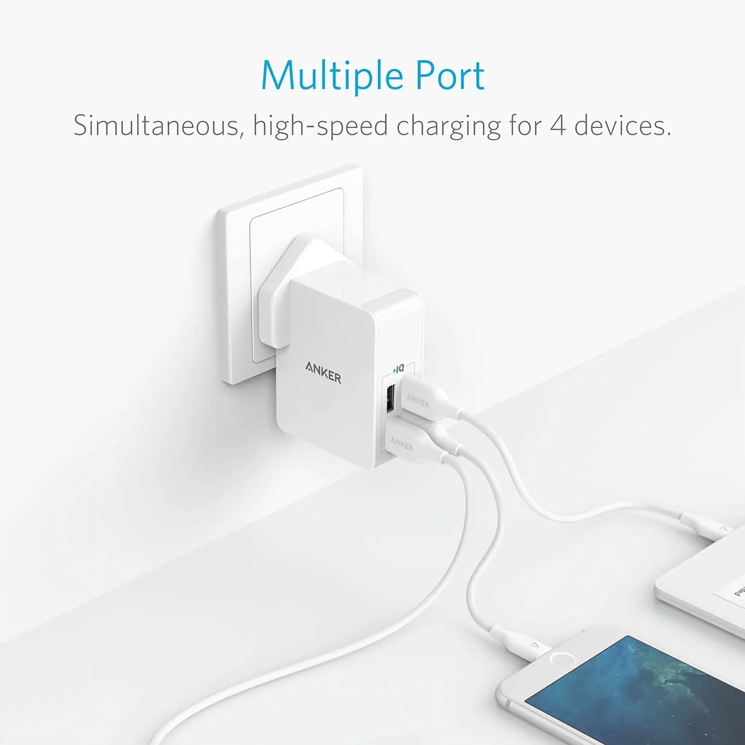 Anker PowerPort 27W 4-Port USB Interchangeable Adapter - A2042