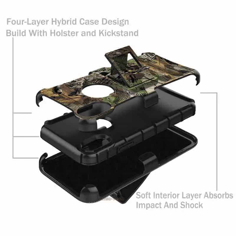 Apple iPhone X Armor Holster Clip Rugged Case RealTree Camo