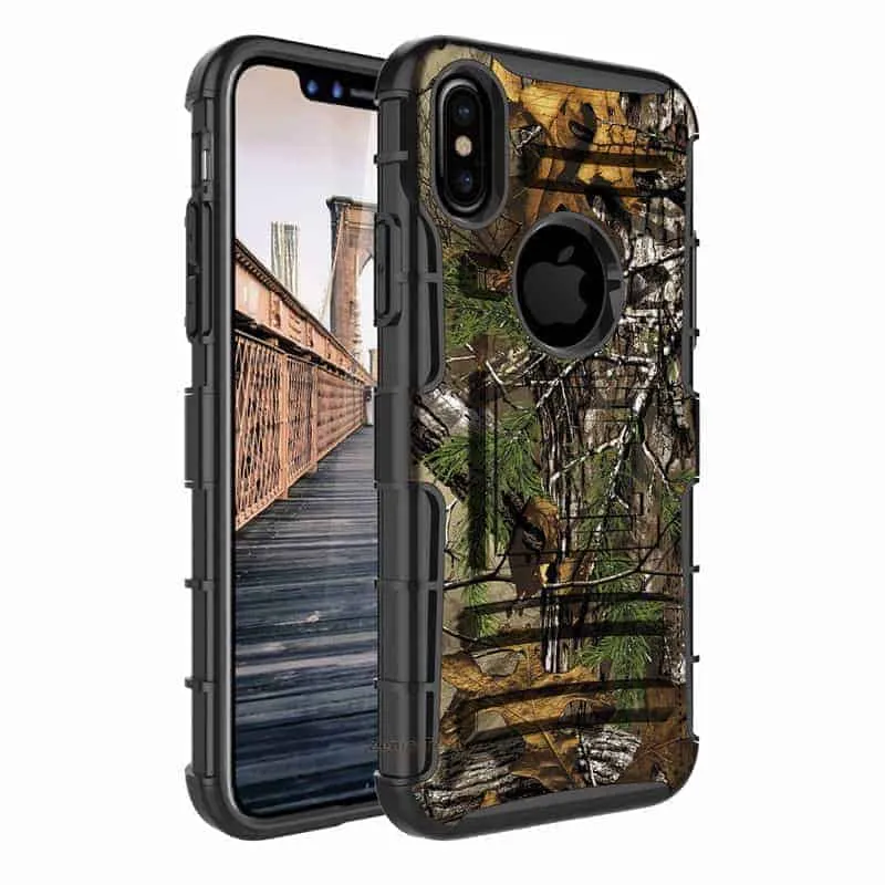 Apple iPhone X Armor Holster Clip Rugged Case RealTree Camo