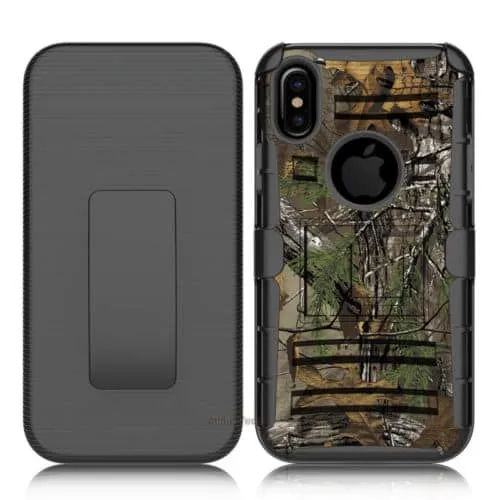 Apple iPhone X Armor Holster Clip Rugged Case RealTree Camo