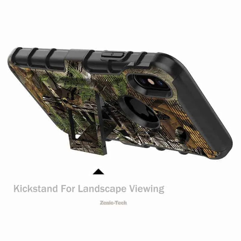 Apple iPhone X Armor Holster Clip Rugged Case RealTree Camo