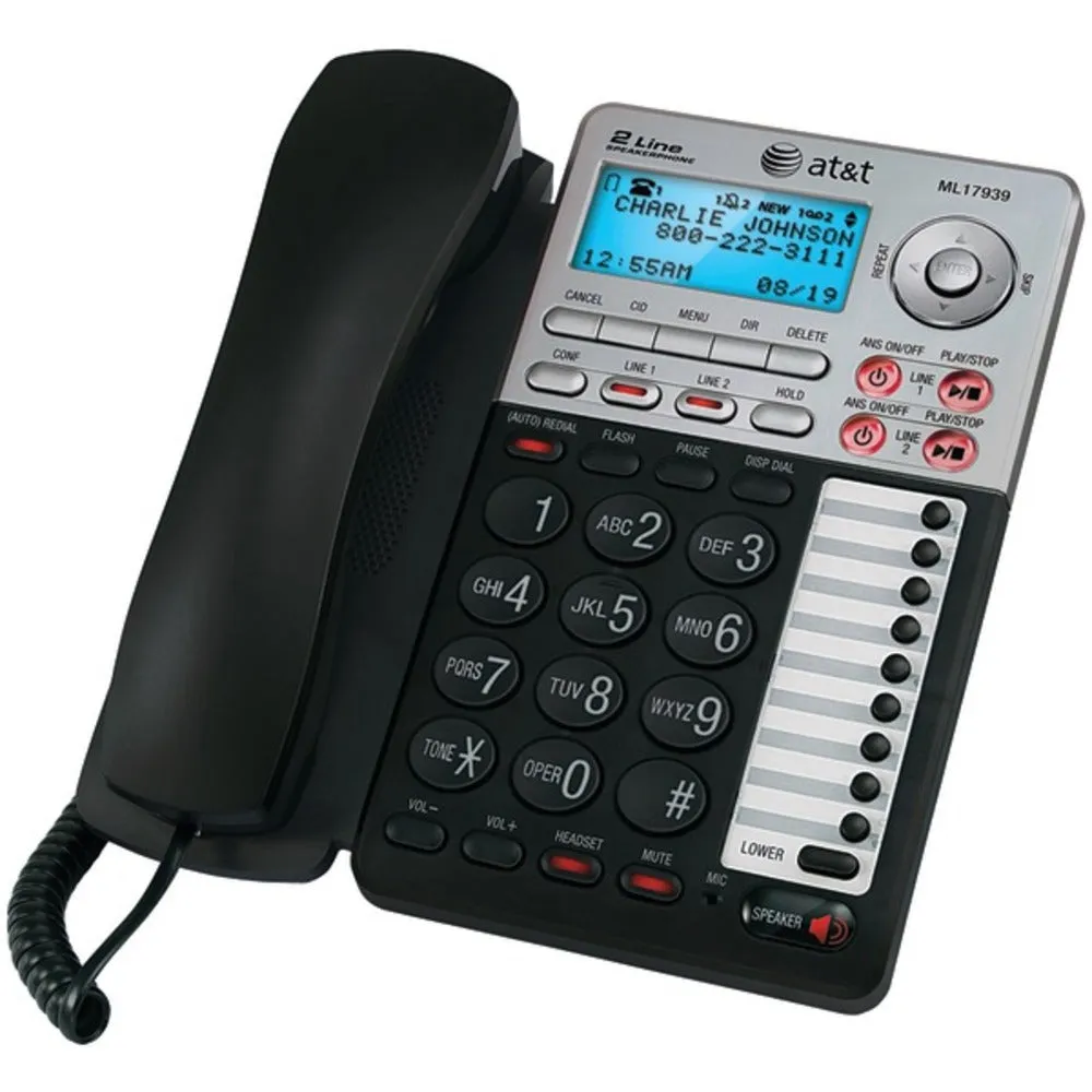 AT&T 17939 2-Line Corded Speakerphone with Caller ID & Digital Answering System