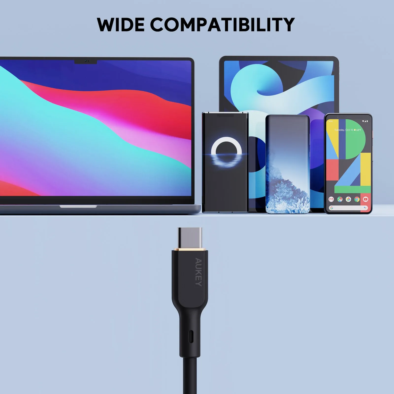 Aukey CB-SCC241/CB-SCC242 Circlet Blink 240W Silicone USB-C to USB-C Cable 1m/1.8m - Black