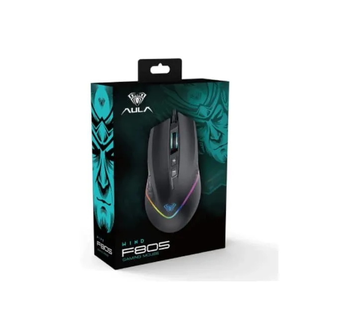 AULA F805 Wired Optical Mouse With 7 Keys (Black)