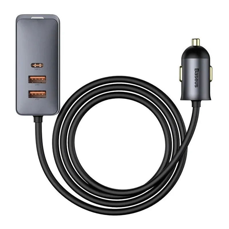 Baseus Car Charger - 2 x USb / 2 x Type-C - 120W / Gray