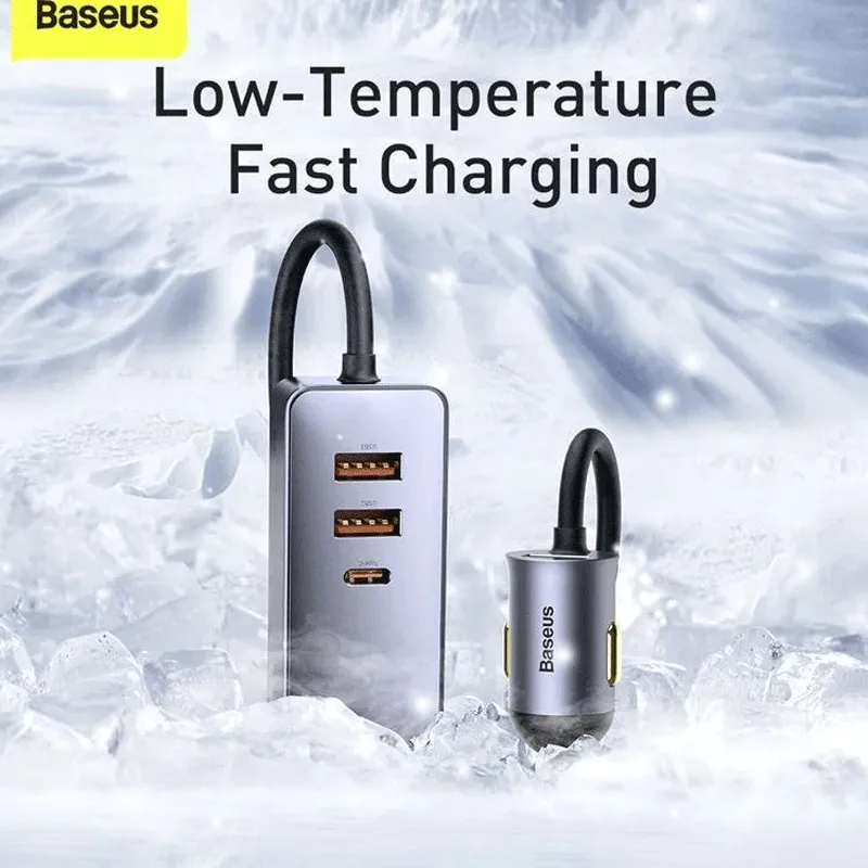 Baseus Car Charger - 2 x USb / 2 x Type-C - 120W / Gray