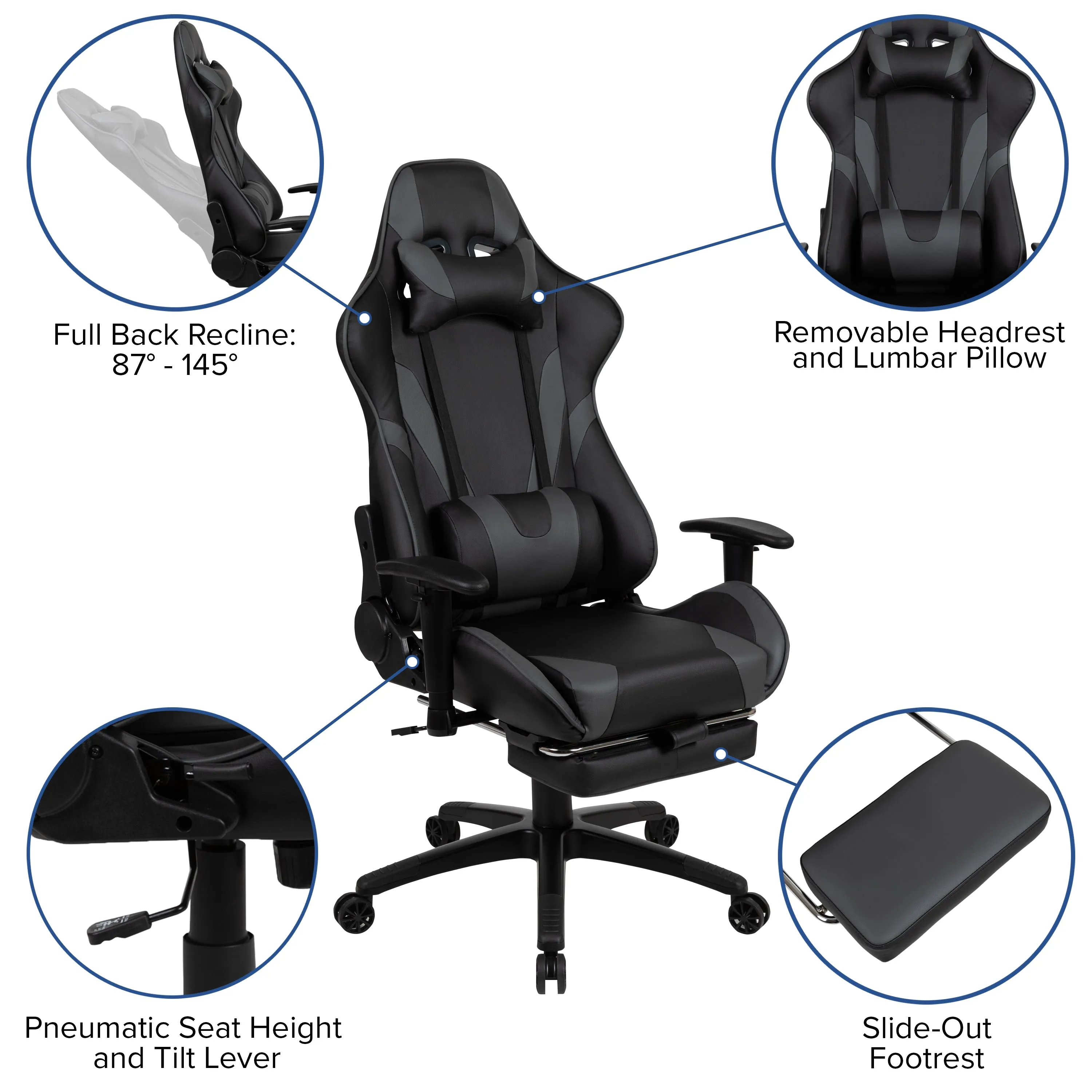 Black Gaming Desk & Chair Set BLN-X30D1904L-GY-GG