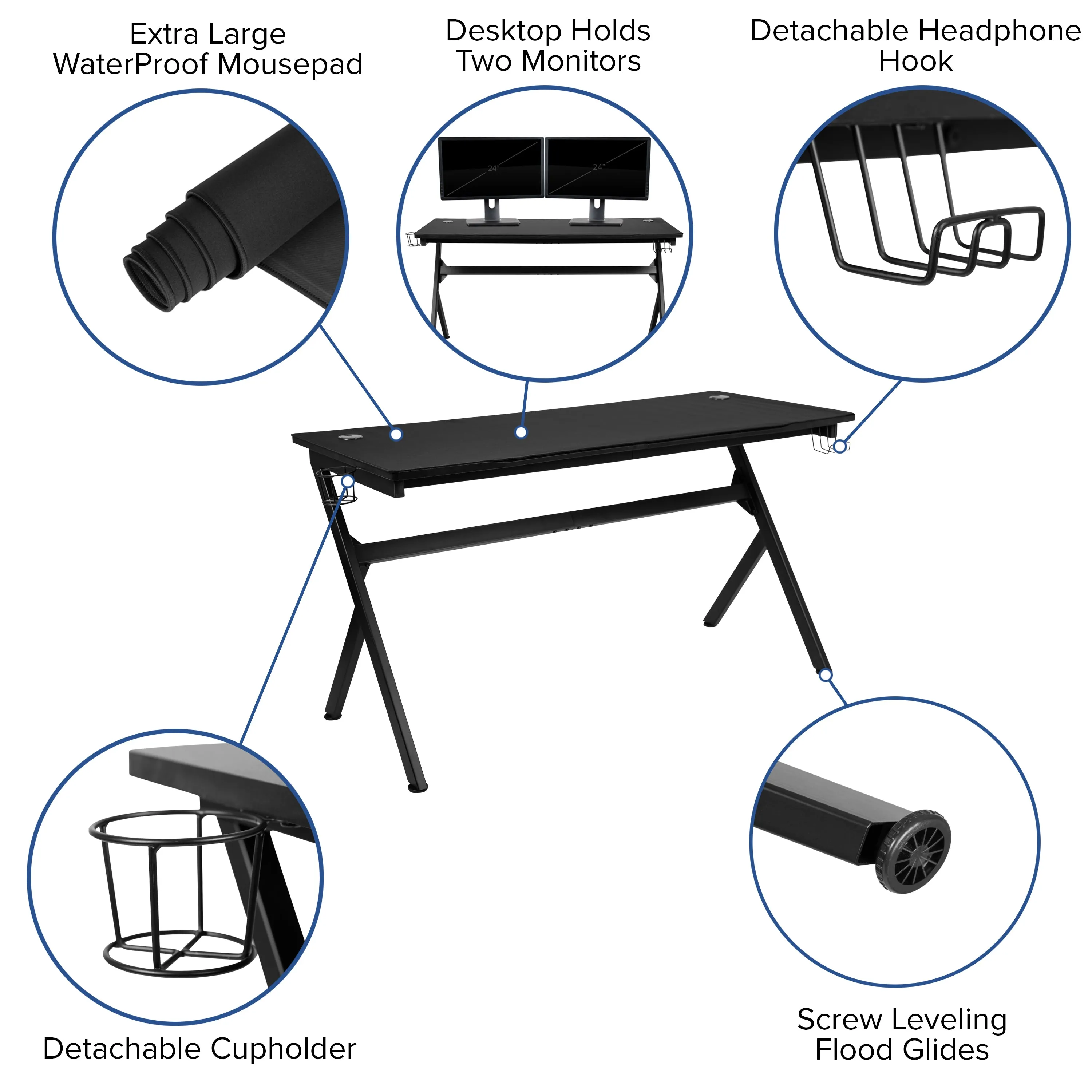 Black Gaming Desk & Chair Set BLN-X30D1904L-GY-GG