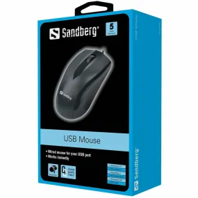 Black USB Wired Mouse with Scroll Wheel - Sandberg