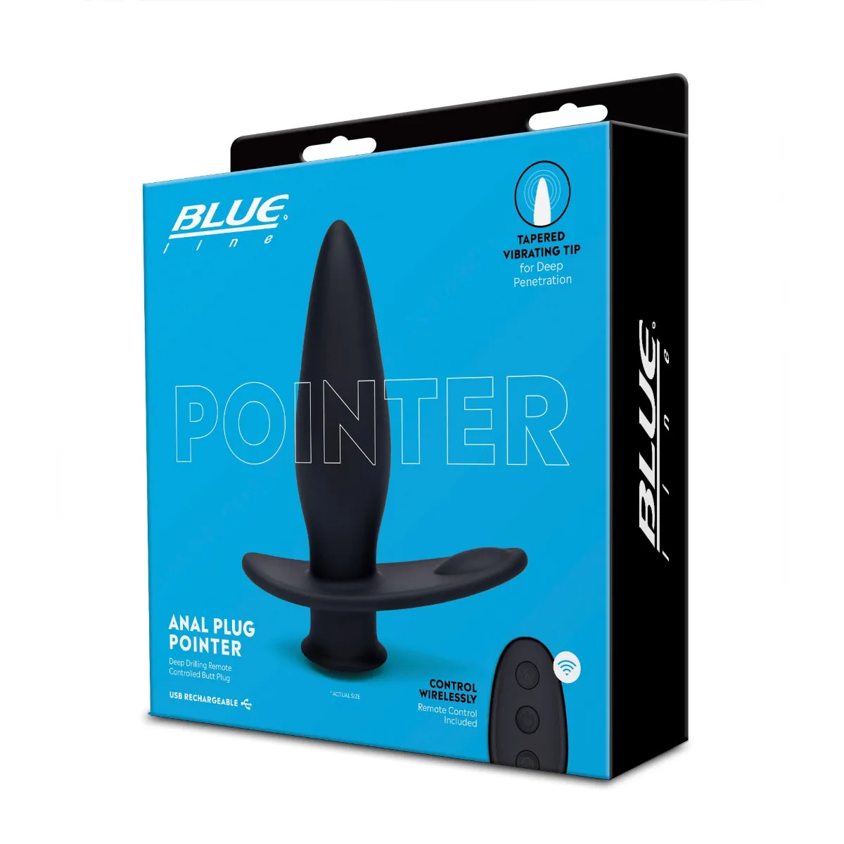 Blue Line Pointer Deep Drilling Remote Controlled Vibrating Butt Plug Black