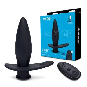 Blue Line Vibrating Anal Plug Pointer w/Remote - Black