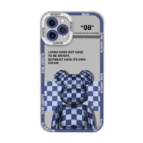 Blue Monogram Bear iPhone Case