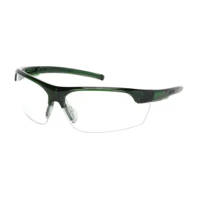 Bouton Optical 250-58-0520 Semi-Rimless Safety Glasses with Green Frame, Clear Lens and FogLess 3Sixty Coating