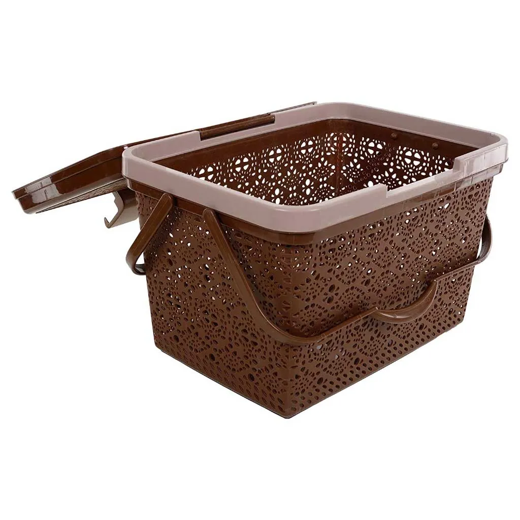 Brown Multipurpose Flower Plastic Picnic Basket