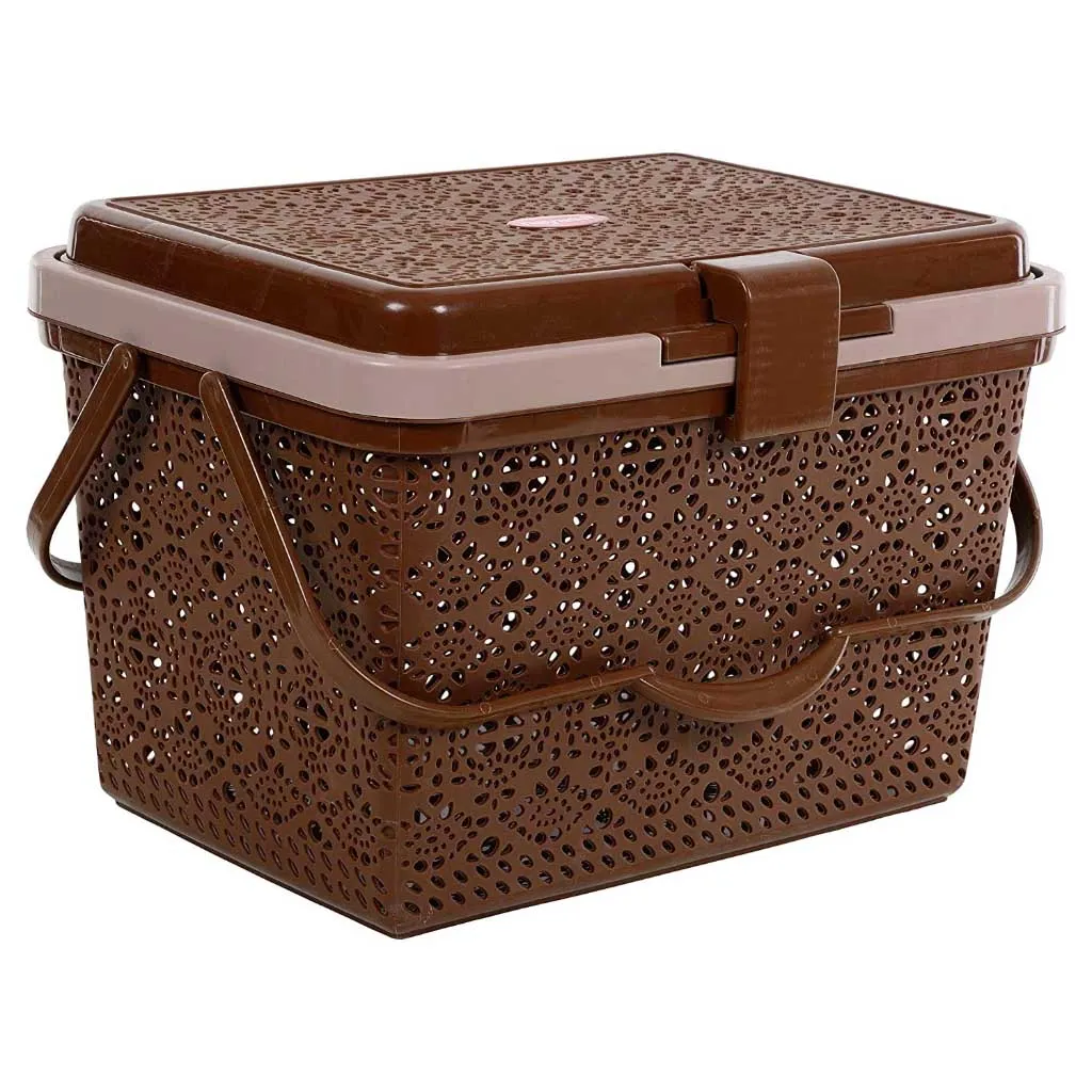 Brown Multipurpose Flower Plastic Picnic Basket