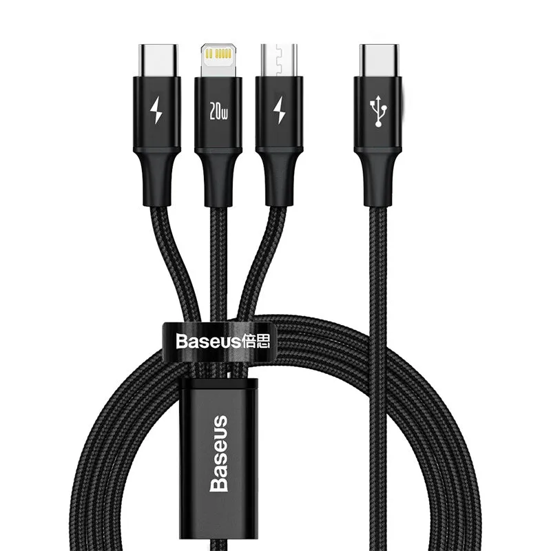 Cable Baseus Rapid Series 3-in-1 cable USB-C For M L T 20W 1.5m-CAMLT-SC01