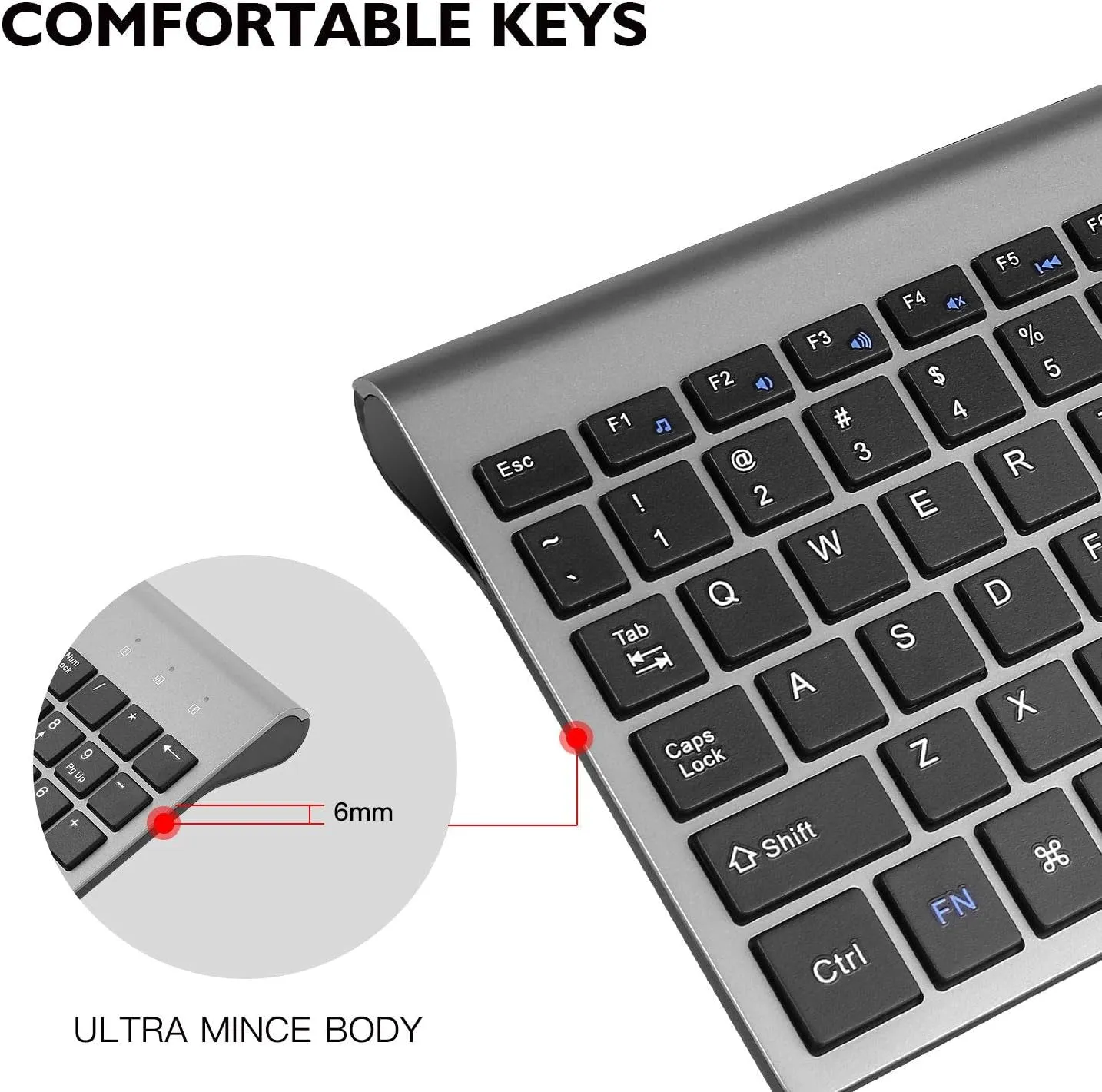 Cimetech Wireless Keyboard and Mouse Combo, Compact Full Size Wireless Computer Keyboard and Mouse Set 2.4G Ultra-Thin Sleek Design for Windows, Computer, Desktop, PC, Notebook, Laptop - Grey