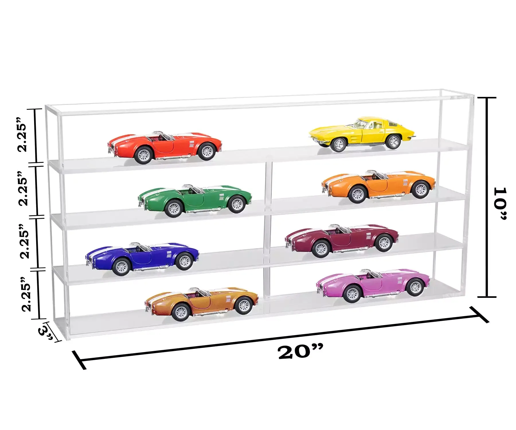 Clear Acrylic Diecast Model Car Display Case with Shelves