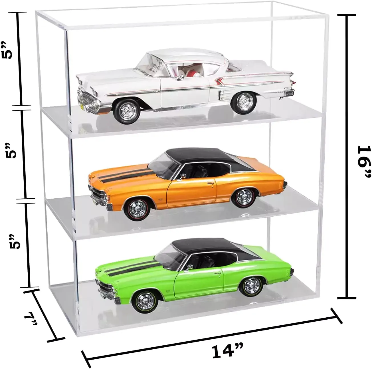 Clear Acrylic Diecast Model Car Display Case with Shelves