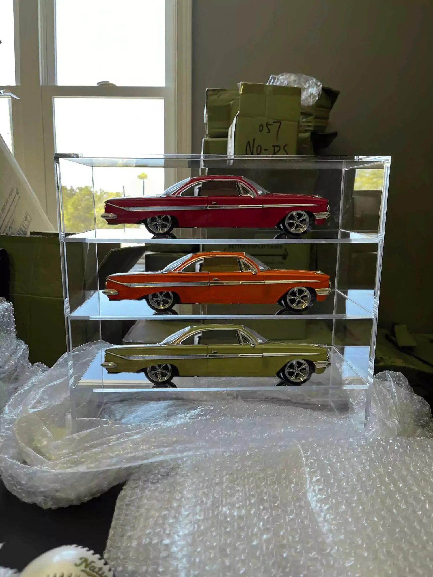 Clear Acrylic Diecast Model Car Display Case with Shelves