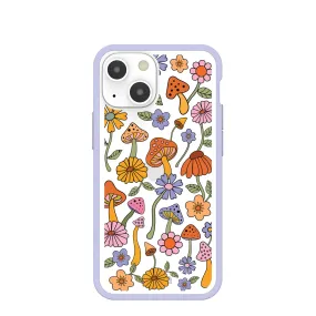 Clear Shrooms and Blooms iPhone 13 Mini Case With Lavender Ridge