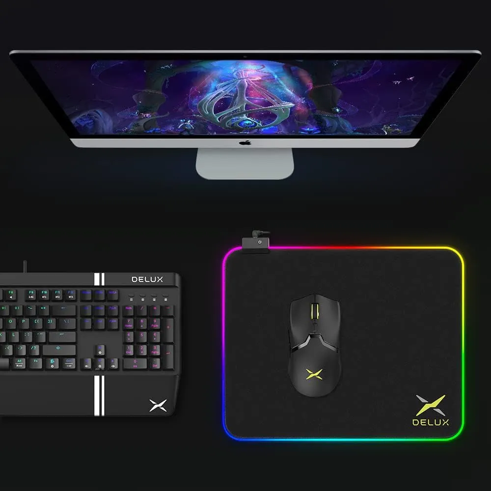 [CLEARANCE] Delux GP-003RGB RGB Soft Lit Mouse Pad with Anti-Slip, 10 Backlight Mode, and 1.8m Cable