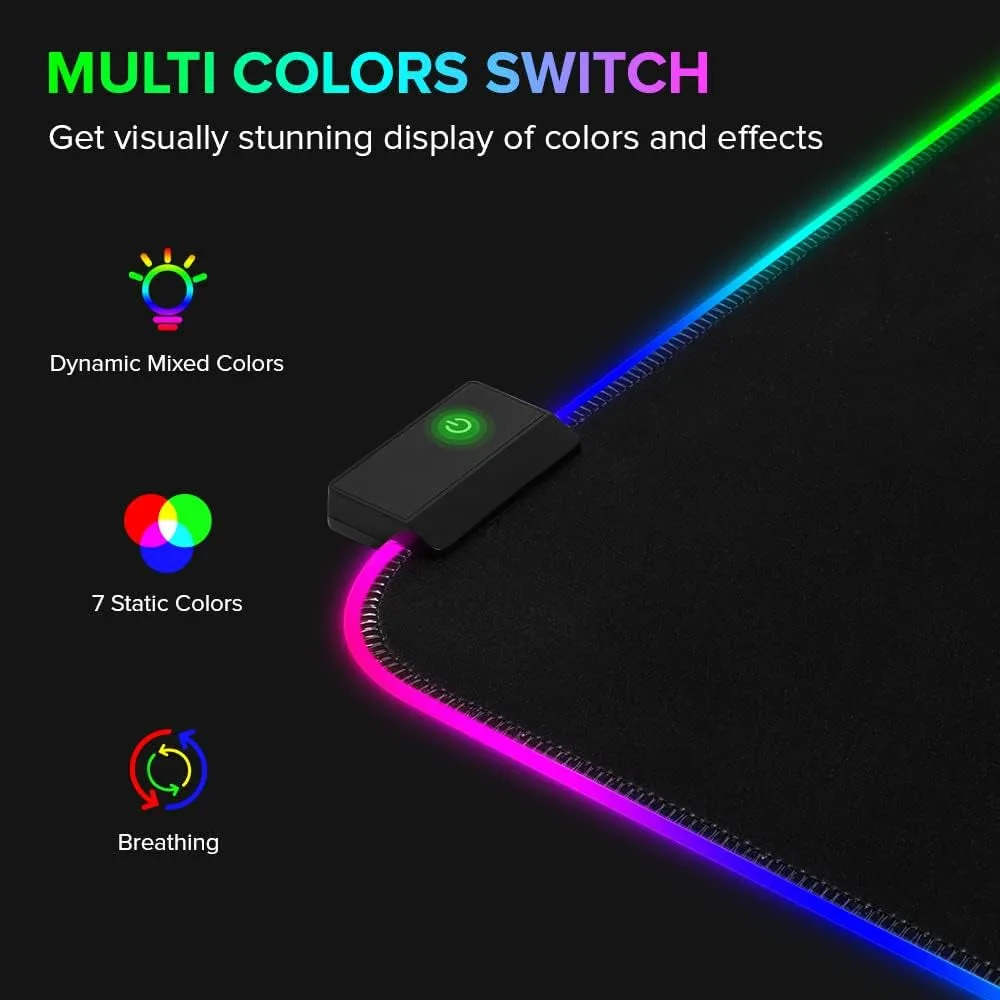 [CLEARANCE] Delux GP-003RGB RGB Soft Lit Mouse Pad with Anti-Slip, 10 Backlight Mode, and 1.8m Cable