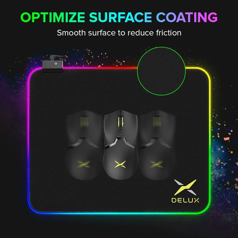 [CLEARANCE] Delux GP-003RGB RGB Soft Lit Mouse Pad with Anti-Slip, 10 Backlight Mode, and 1.8m Cable