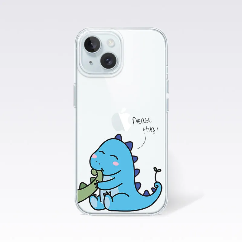 Couple Hug Me Blue Dragon Clear Silicon Cover